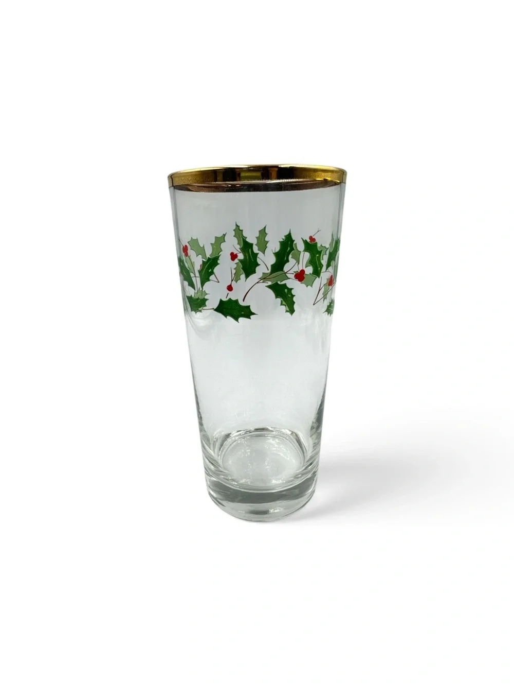 Vintage Lenox Holiday Holly Berry 16 Oz Tumbler Glasses NOS Set of 4
